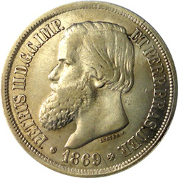 D. Pedro II em moeda de prata