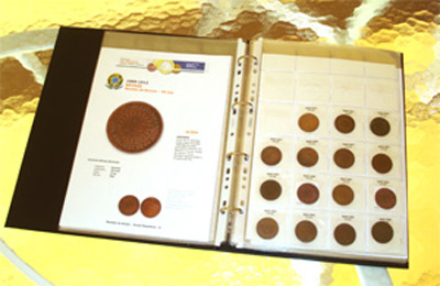 Álbum de moedas com folhas plásticas