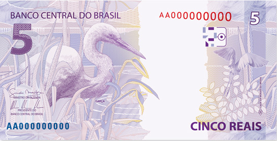 Reverso R$ 5,00 - 2011-2100 Reais, 2ª. família
