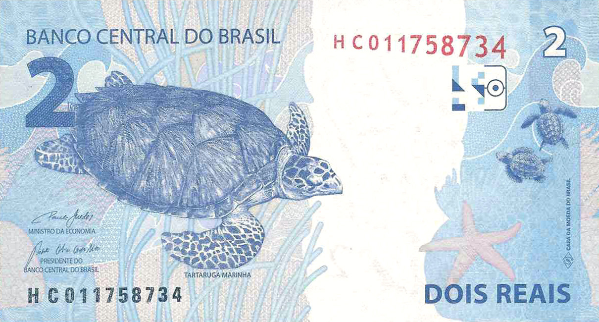 Reverso de 2 reais (2019-2023) - 2011-atual Reais, 2ª. família