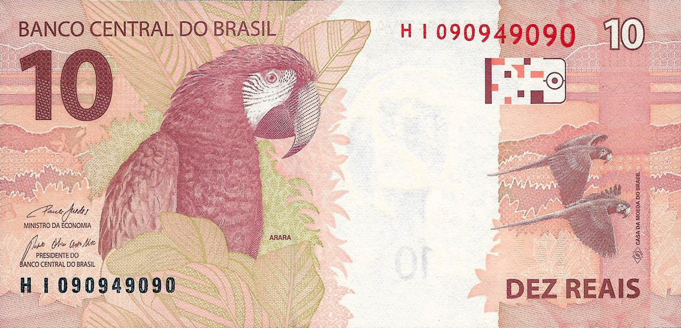 Reverso de 10 reais (2019-2023) - 2011-atual Reais, 2ª. família