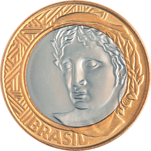 Anverso Moeda R$ 1,00 - 1998-2100 Reais, 2ª. família